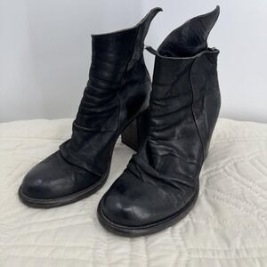 Ernesto Dolani Nora Ankle Boot Womens 37.5 Black Leather Block Heel Bootie Zip